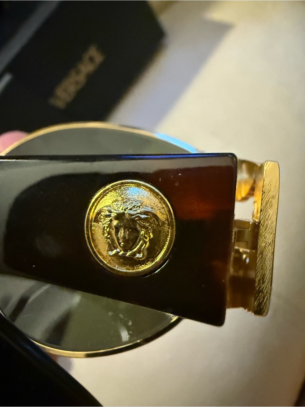 EUC Vintage Versace Gold & Black Women's Sunglasses w Case - Picture 7 of 8